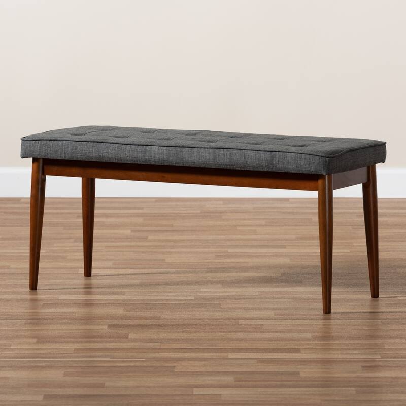 Mid-Century Modern Fabric Upholstered Dining Bench