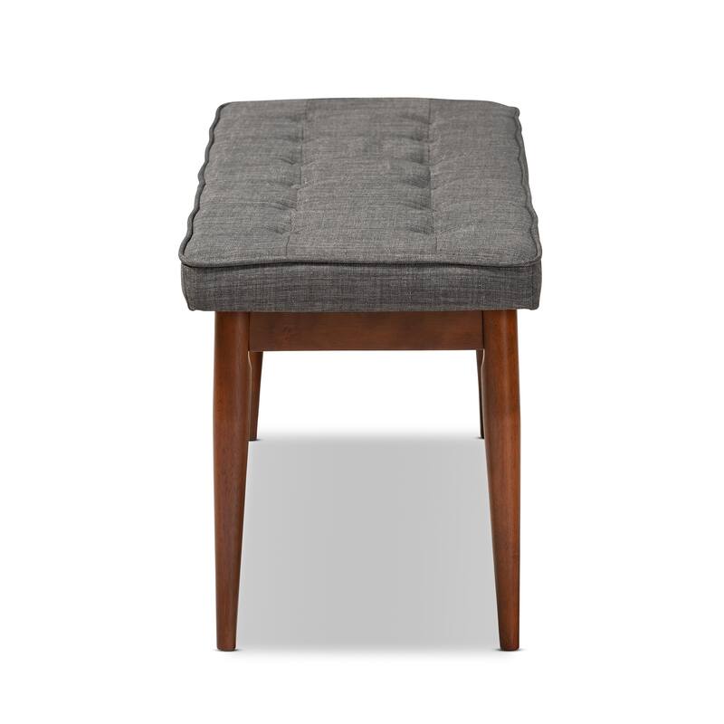 Mid-Century Modern Fabric Upholstered Dining Bench