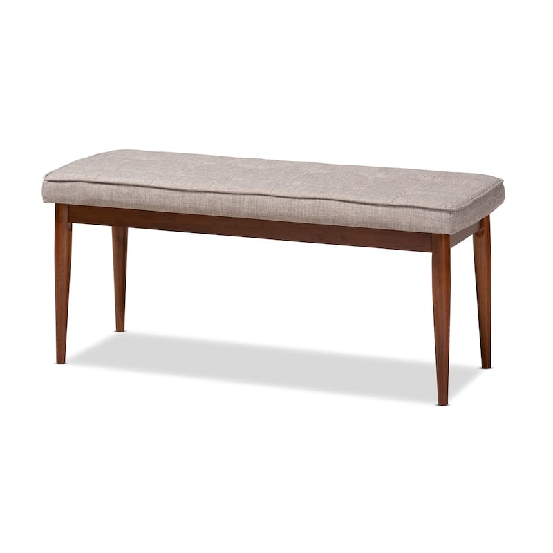 Mid-Century Modern Fabric Upholstered Dining Bench - Light Gray