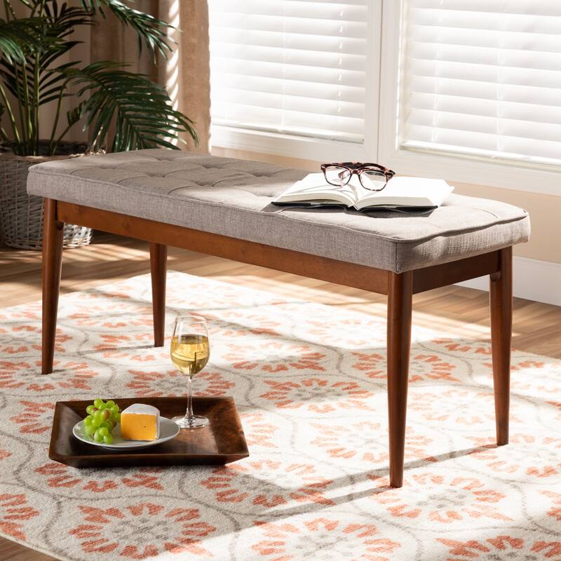 Mid-Century Modern Fabric Upholstered Dining Bench