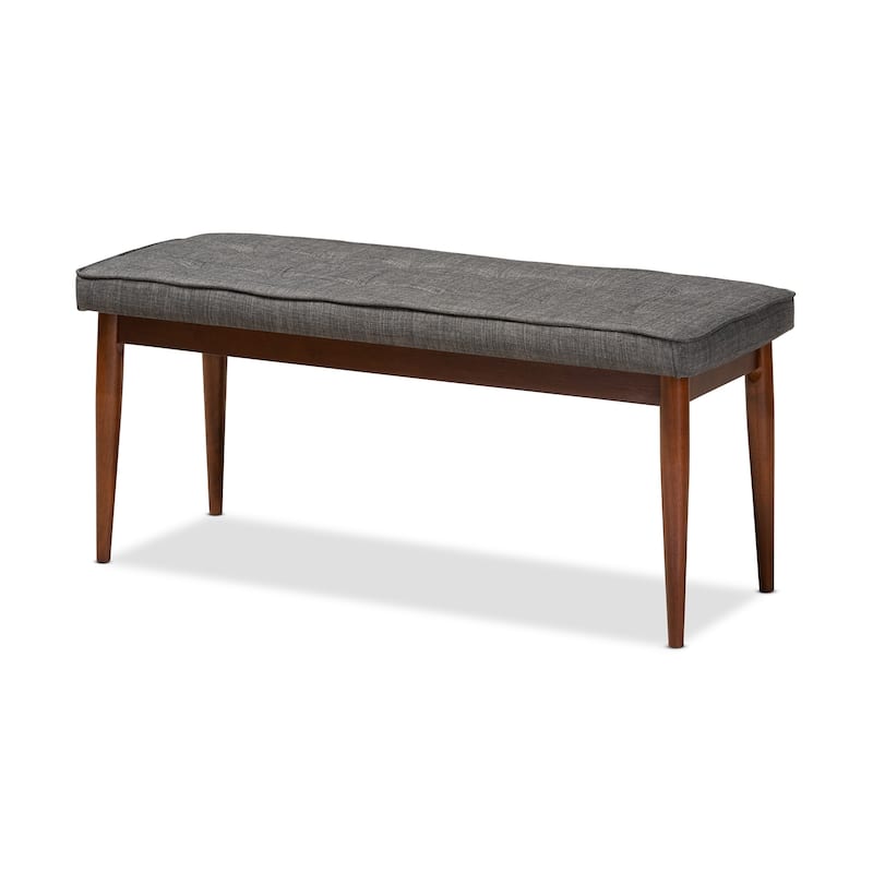 Mid-Century Modern Fabric Upholstered Dining Bench - Gray