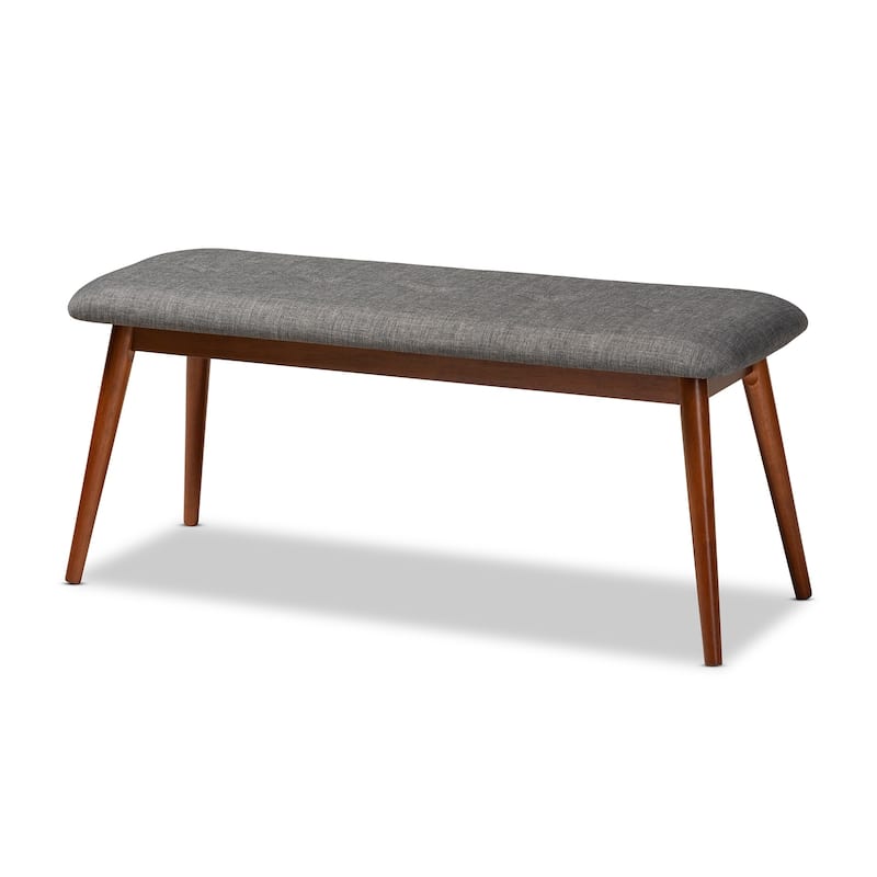 Carson Carrington Ulfshult Mid-century Modern Fabric Dining Bench - Gray and Oak Brown