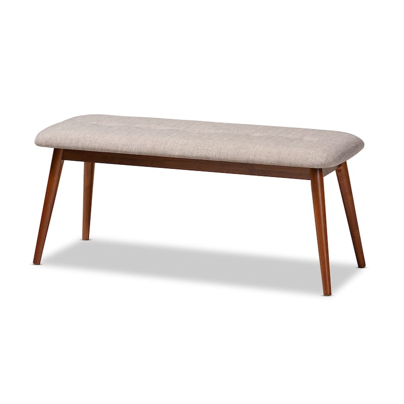 Carson Carrington Ulfshult Mid-century Modern Fabric Dining Bench - Light Gray and Oak Brown