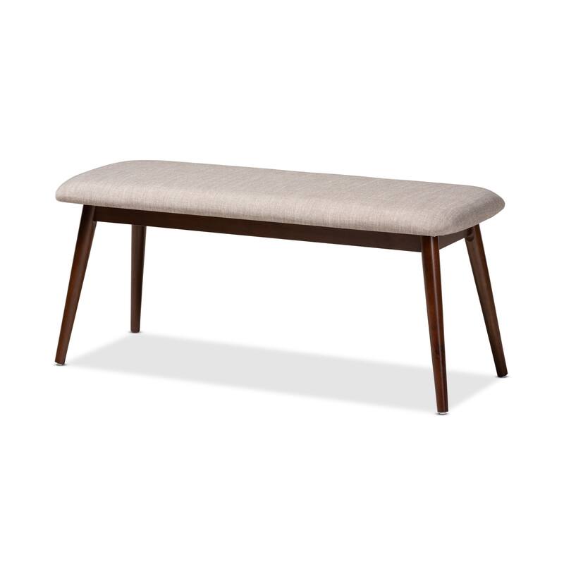 Carson Carrington Ulfshult Mid-century Modern Fabric Dining Bench - Light Gray and Walnut