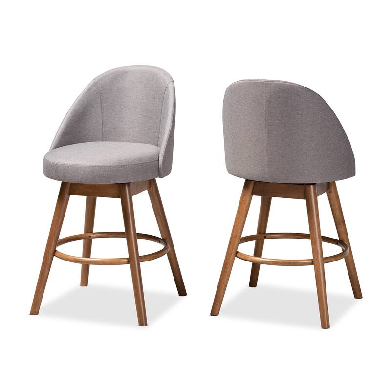 Mid-Century Modern Swivel 2-Piece Counter Stool Set - Gray