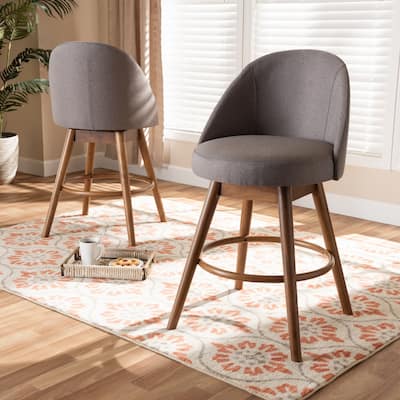 Mid-Century Modern Swivel 2-Piece Counter Stool Set