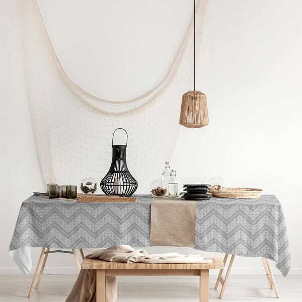 slide 1 of 22, Classic Hand Drawn Chevron Pattern Rectangle Tablecloth - 58 x 102 Gray