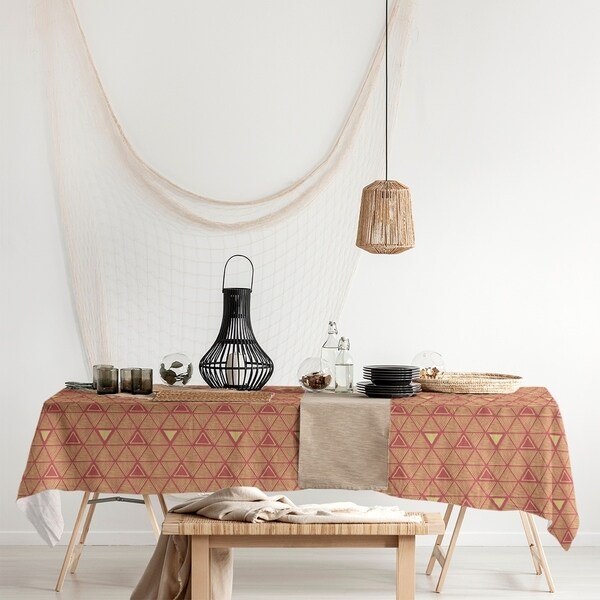 Full Color Hand Drawn Triangles Rectangle Tablecloth - 58 x 102