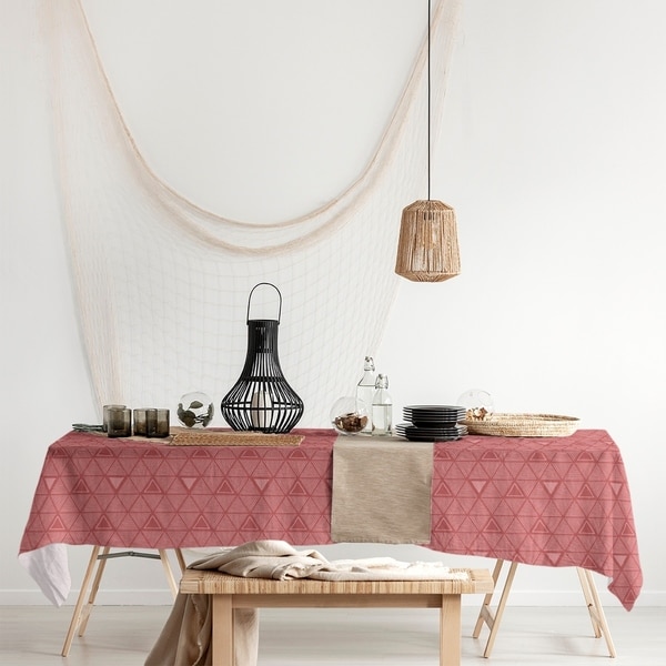Monochrome Hand Drawn Triangle Pattern Rectangle Tablecloth - 58 x 102