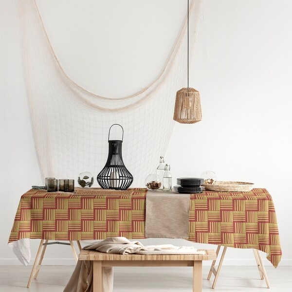 Color Contrast Basketweave Stripes Rectangle Tablecloth - 58 x 102