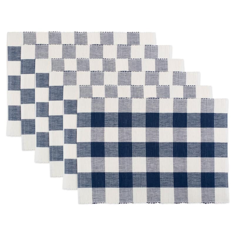 DII Buffalo Check Ribbed Placemat (Set of 6) - Navy & Cream