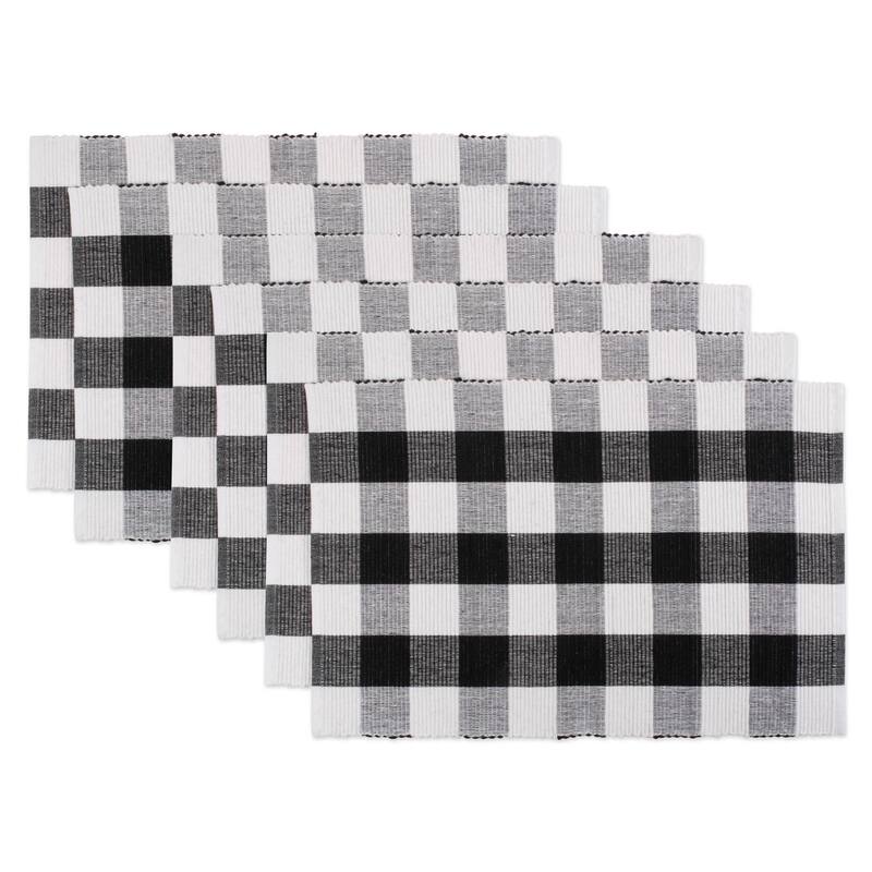 DII Buffalo Check Ribbed Placemat (Set of 6) - Black & White