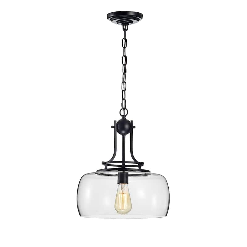 Karha Single Light Matte Black Pendant with Glass Shade