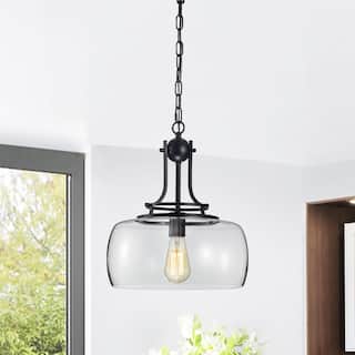 Karha Single Light Matte Black Pendant with Glass Shade
