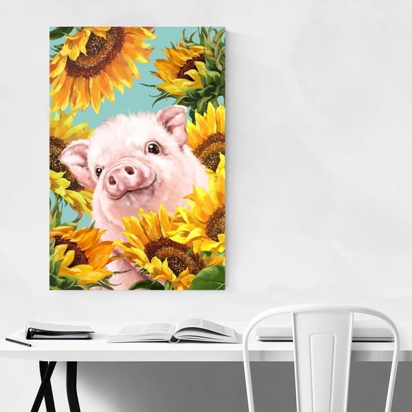 HAPPY PIGS CANVAS PRINT PICTURE WALL ART DESIGN SET OF 4 FREE DELIVERY