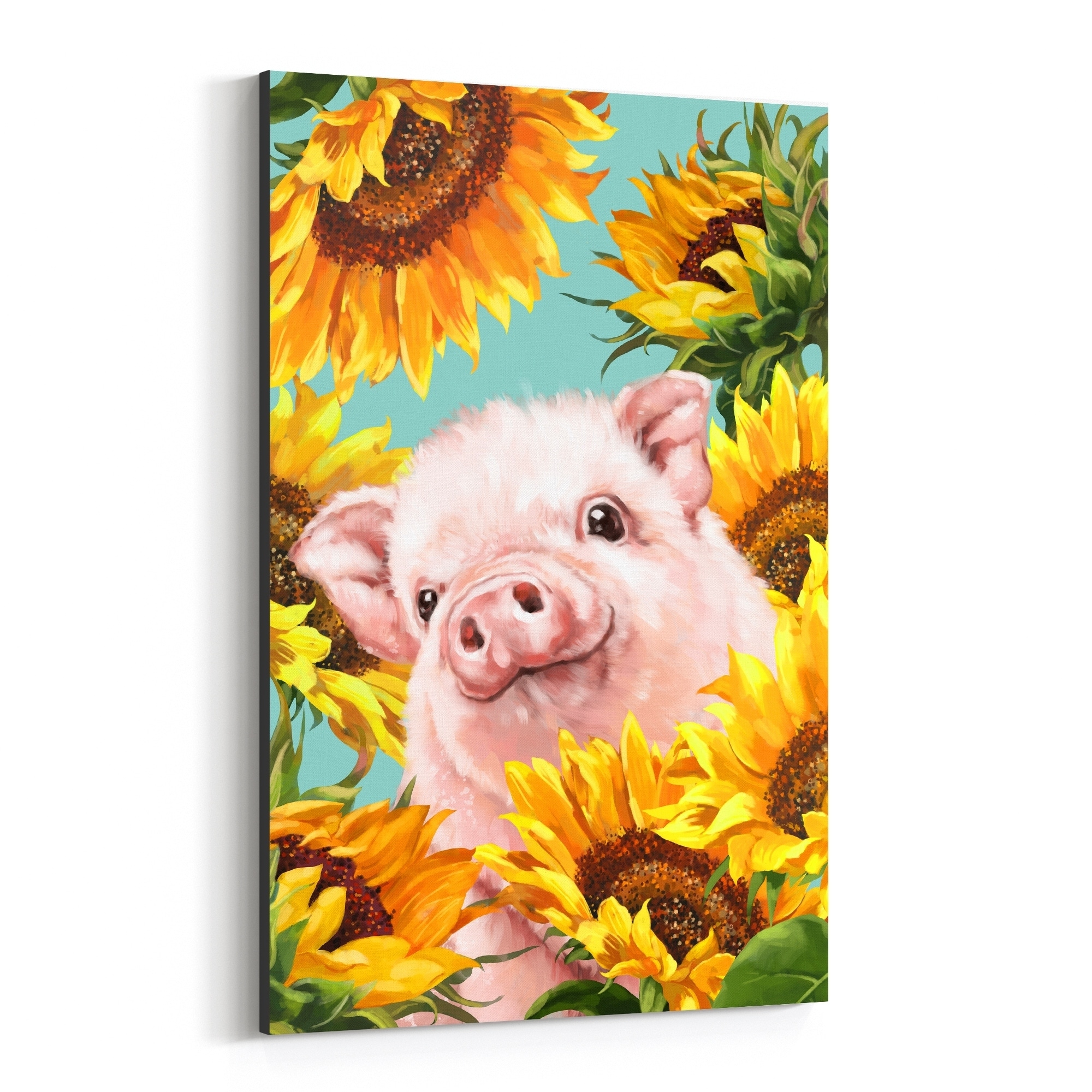 HAPPY PIGS CANVAS PRINT PICTURE WALL ART DESIGN SET OF 4 FREE DELIVERY