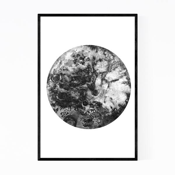 Shop Noir Gallery Abstract Moon Watercolor Painting Framed Art