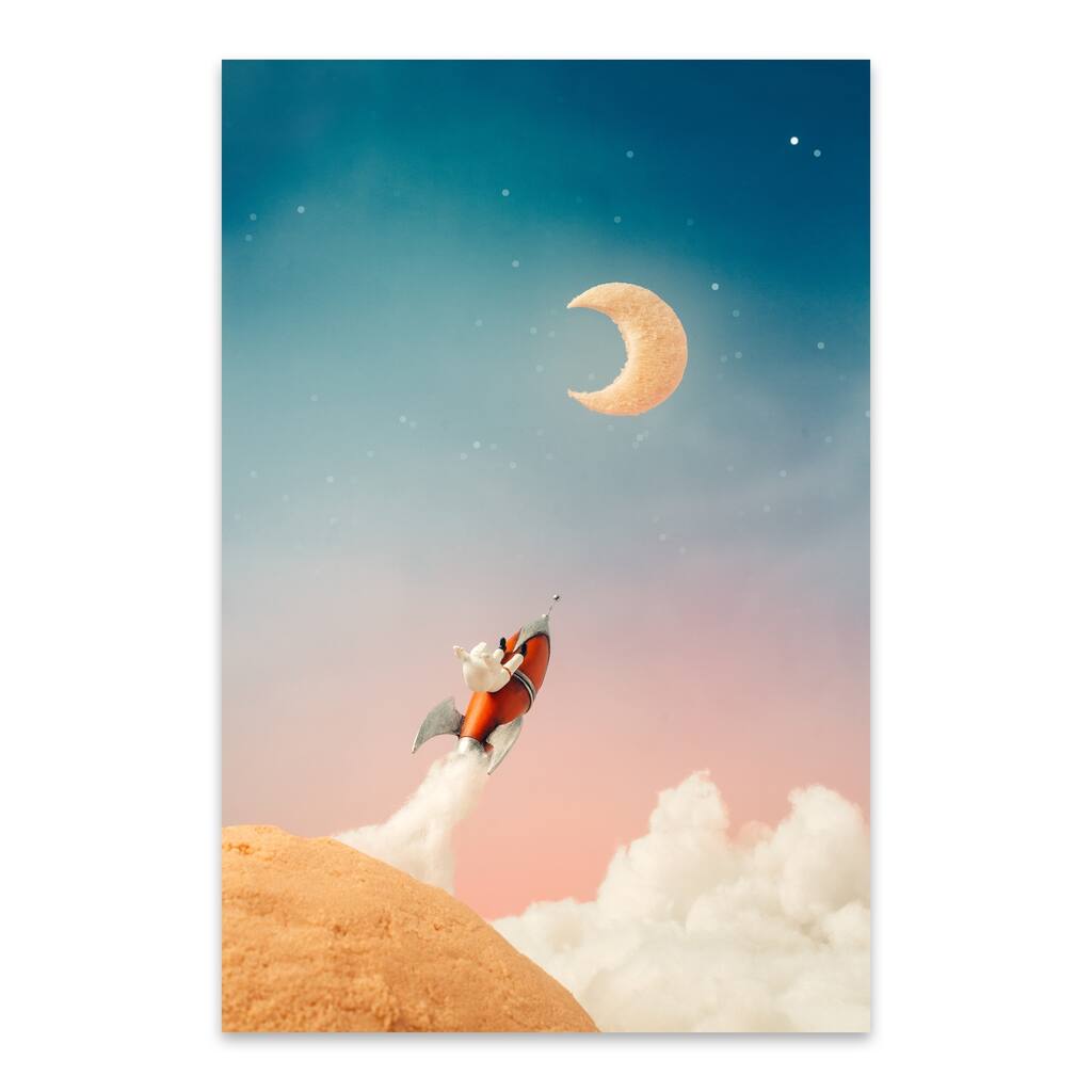 Noir Gallery Astronaut Outer Space Kid's Room Metal Wall Art Print