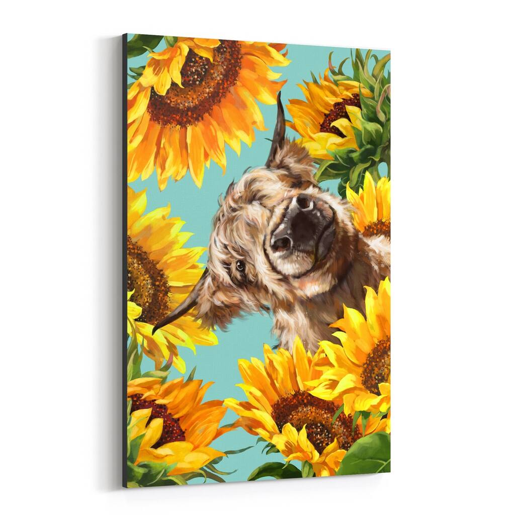 Noir Gallery Highland Cow Peekaboo Animal Canvas Wall Art Print