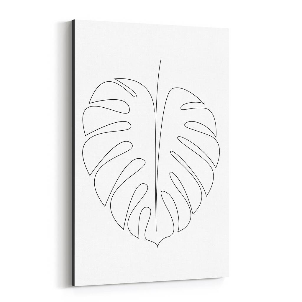 Noir Gallery Monstera Botanical Line Drawing Canvas Wall Art Print