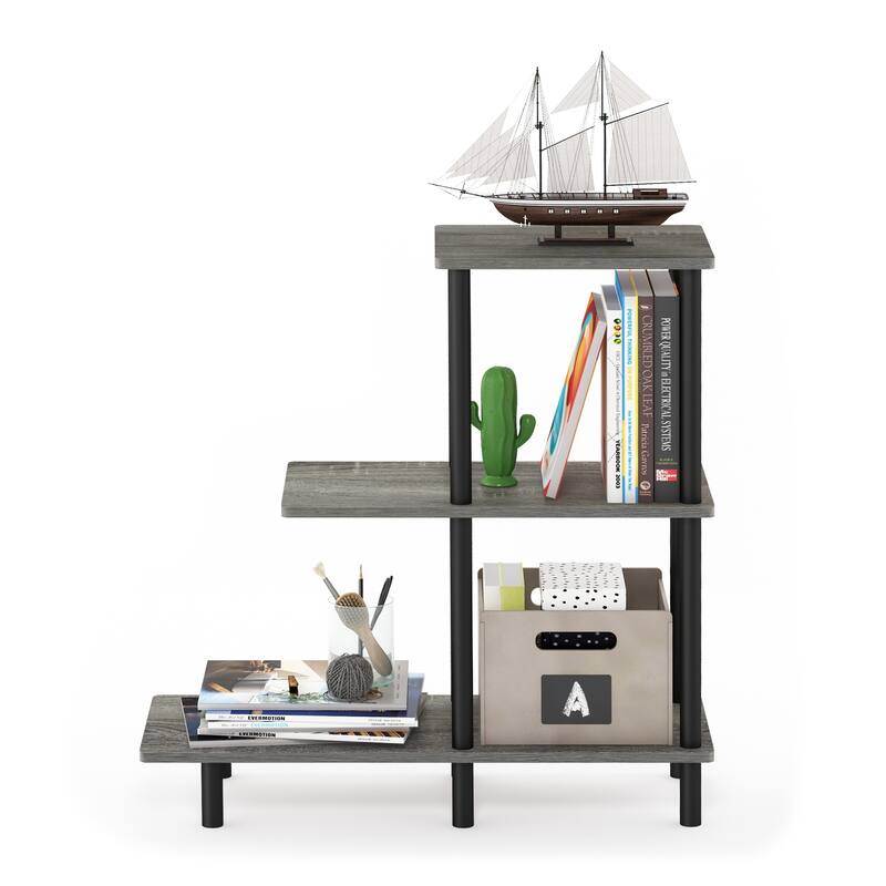 Furinno Turn-N-Tube 3-Tier Sofa Side Table Tall, Espresso/Black