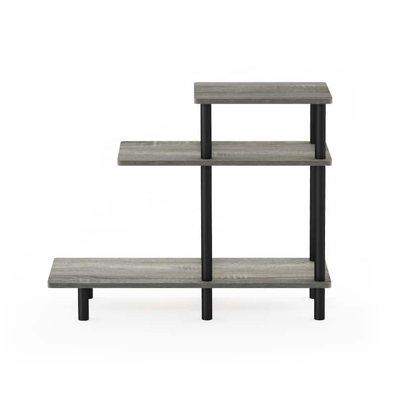 Furinno Turn-N-Tube 3-Tier Sofa Side Table, Espresso/Black