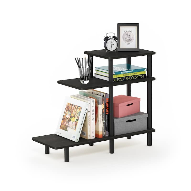 Furinno Turn-N-Tube 3-Tier Sofa Side Table, Espresso/Black