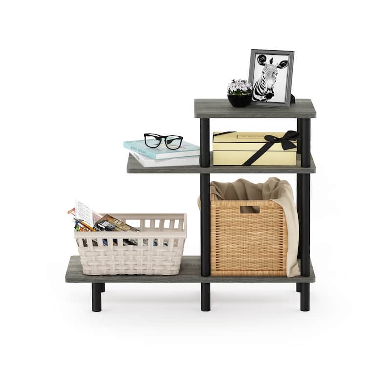 Furinno Turn-N-Tube 3-Tier Sofa Side Table, Espresso/Black