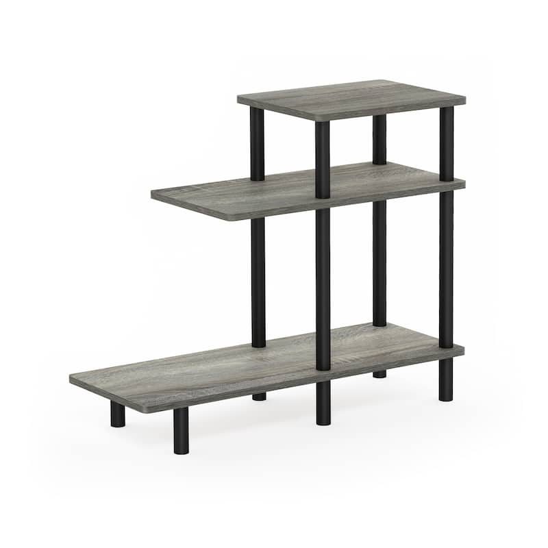 Furinno Turn-N-Tube 3-Tier Sofa Side Table, Espresso/Black