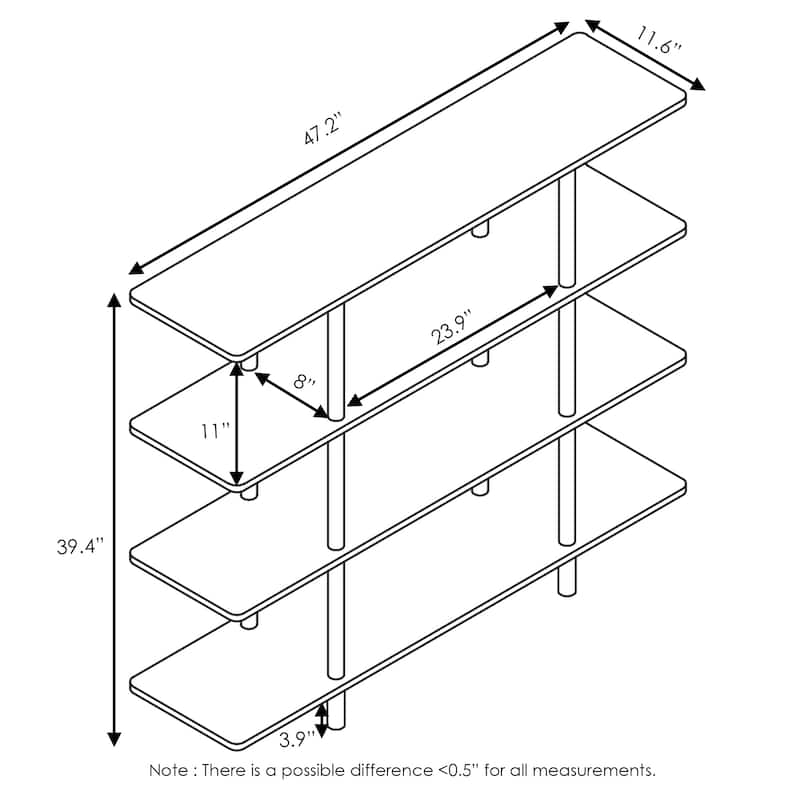 Furinno 18077 Turn-N-Tube 4-Tier Wide Display Shelf