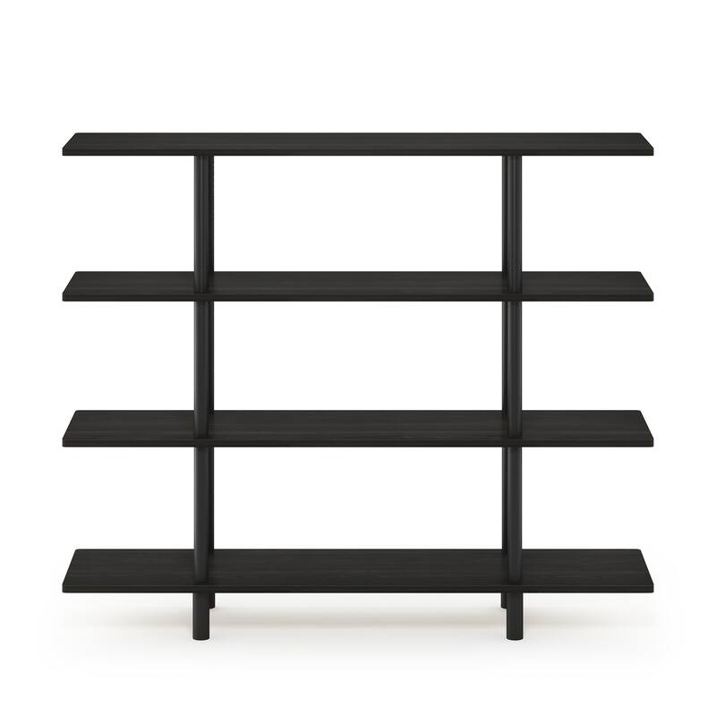 Furinno 18077 Turn-N-Tube 4-Tier Wide Display Shelf - Espresso/Black