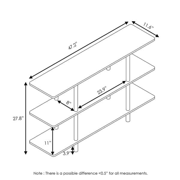 Furinno 18076EX TurnNTube 3Tier Wide Display Shelf Bed Bath