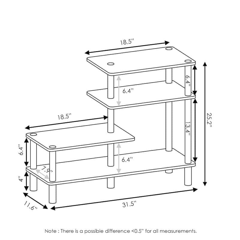 Furinno 18126 Turn-N-Tube 3-Tier Side Display Rack