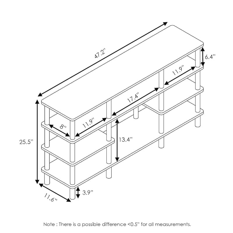 Furinno 18074 Turn-N-Tube 4-Tier Multipurpose Wide Shelf
