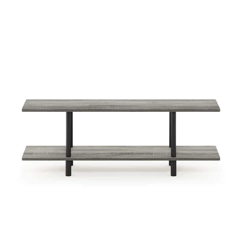 Furinno 18075 Turn-N-Tube 2-Tier Multipurpose Wide Shelf - French Oak Grey/Black