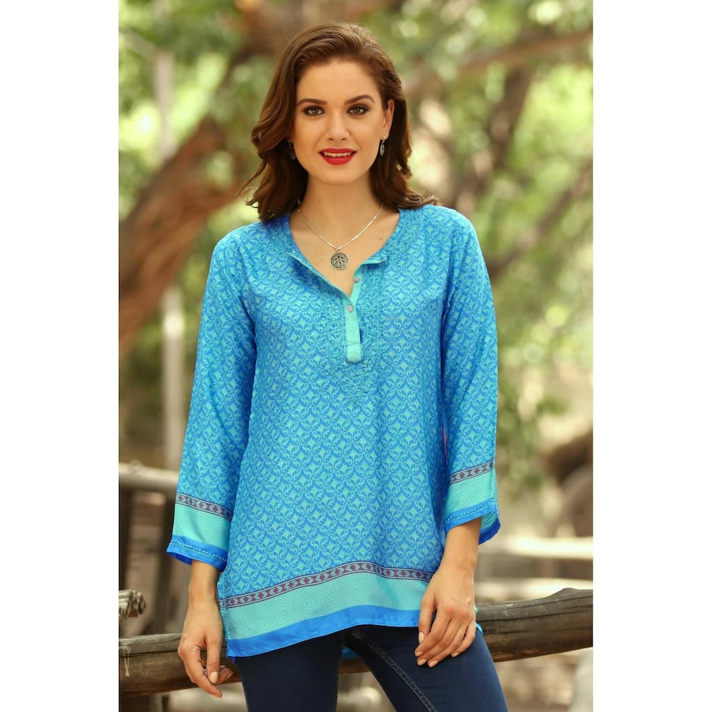 Handmade Flowers of The Sea Embroidered Tunic (india)