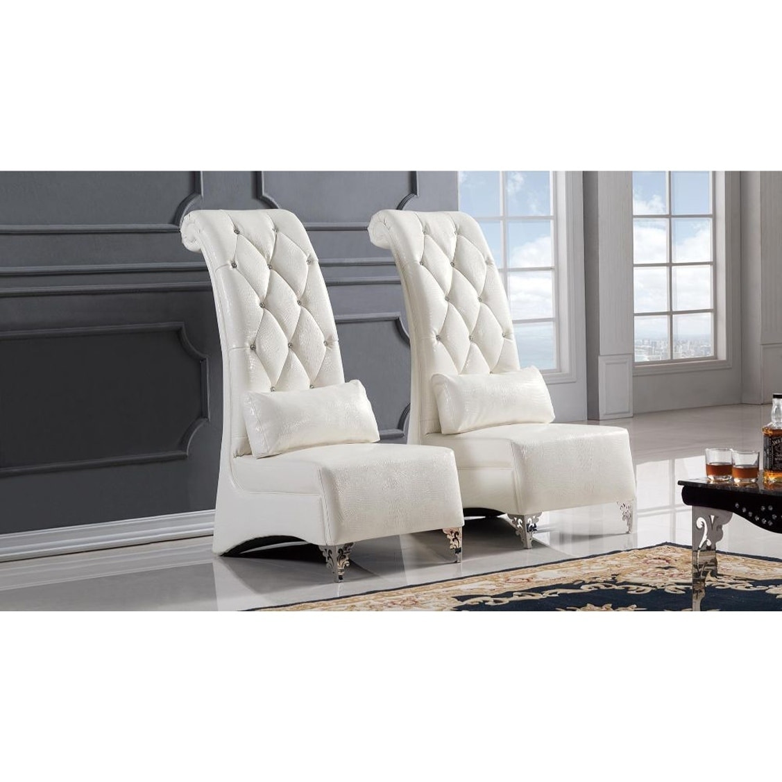 white high back accent chair