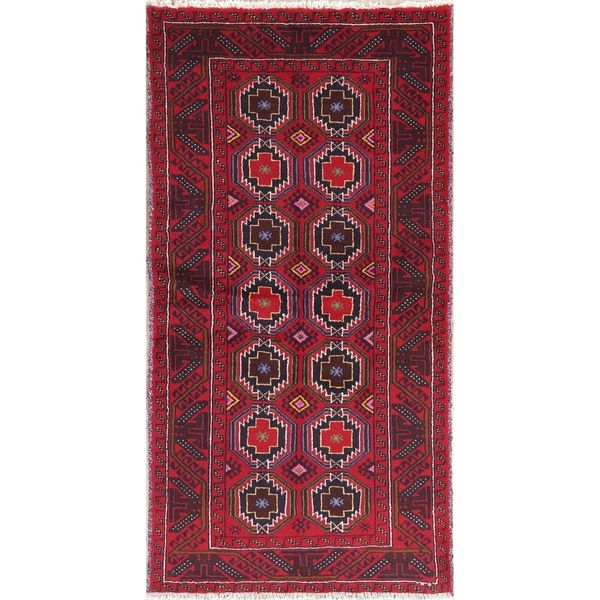 Balouch Oriental Hand Knotted Wool Persian Rug - 6'2" x 3'2" Runner