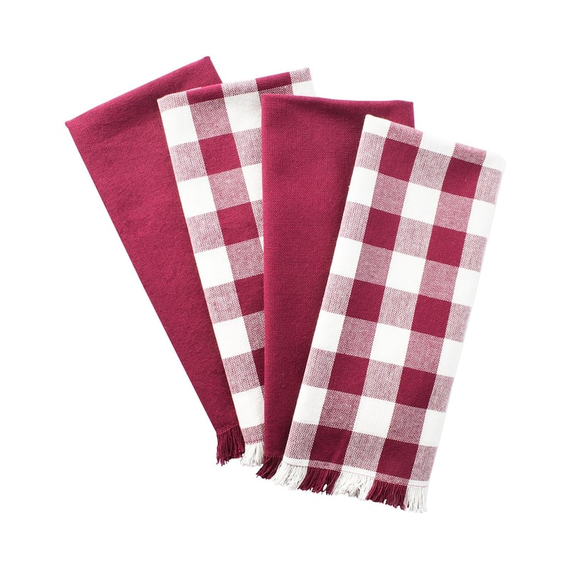 DII Assorted Heavyweight Fringed Dishtowel (Set of 4)