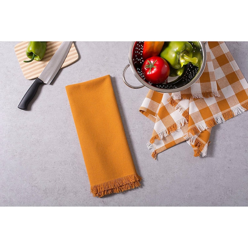 DII Assorted Heavyweight Fringed Dishtowel (Set of 4)