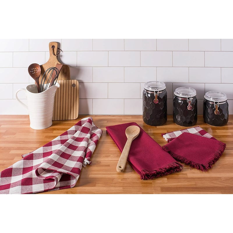 DII Assorted Heavyweight Fringed Dishtowel (Set of 4)