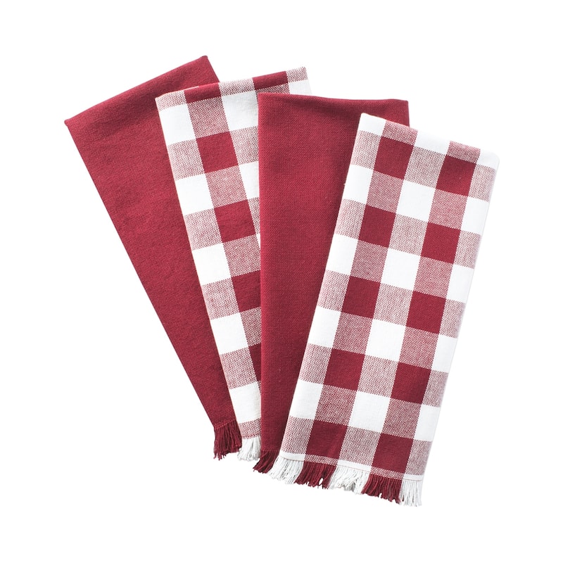 DII Assorted Heavyweight Fringed Dishtowel (Set of 4)