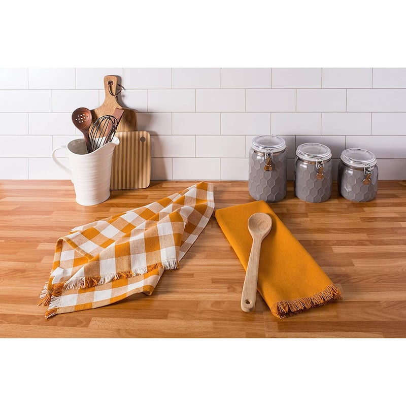DII Assorted Heavyweight Fringed Dishtowel (Set of 4)