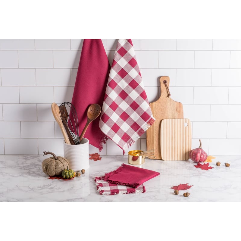 DII Assorted Heavyweight Fringed Dishtowel (Set of 4)