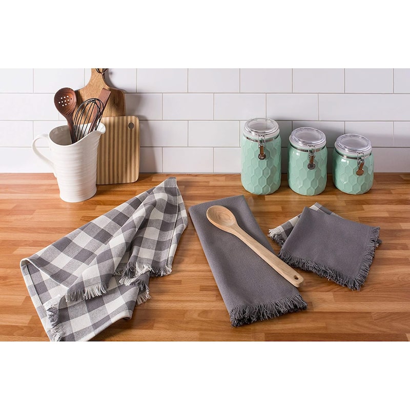DII Assorted Heavyweight Fringed Dishtowel (Set of 4)