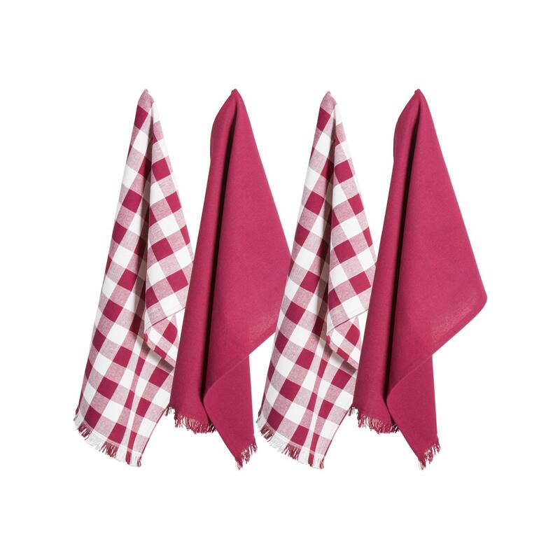 DII Assorted Heavyweight Fringed Dishtowel (Set of 4)