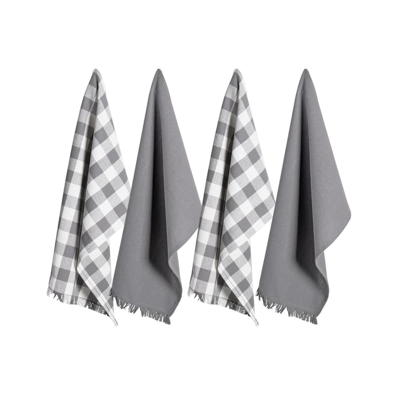 DII Assorted Heavyweight Fringed Dishtowel (Set of 4)