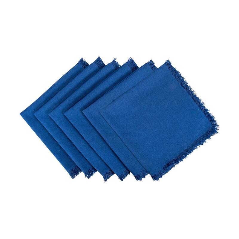 DII Heavyweight Fringed Napkin (Set of 6) - Navy - Solid