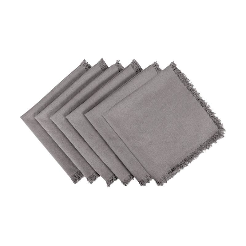 DII Heavyweight Fringed Napkin (Set of 6) - Gray - Solid