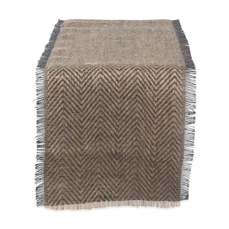 DII Chevron Burlap Table Runner - 14x108" - Gray